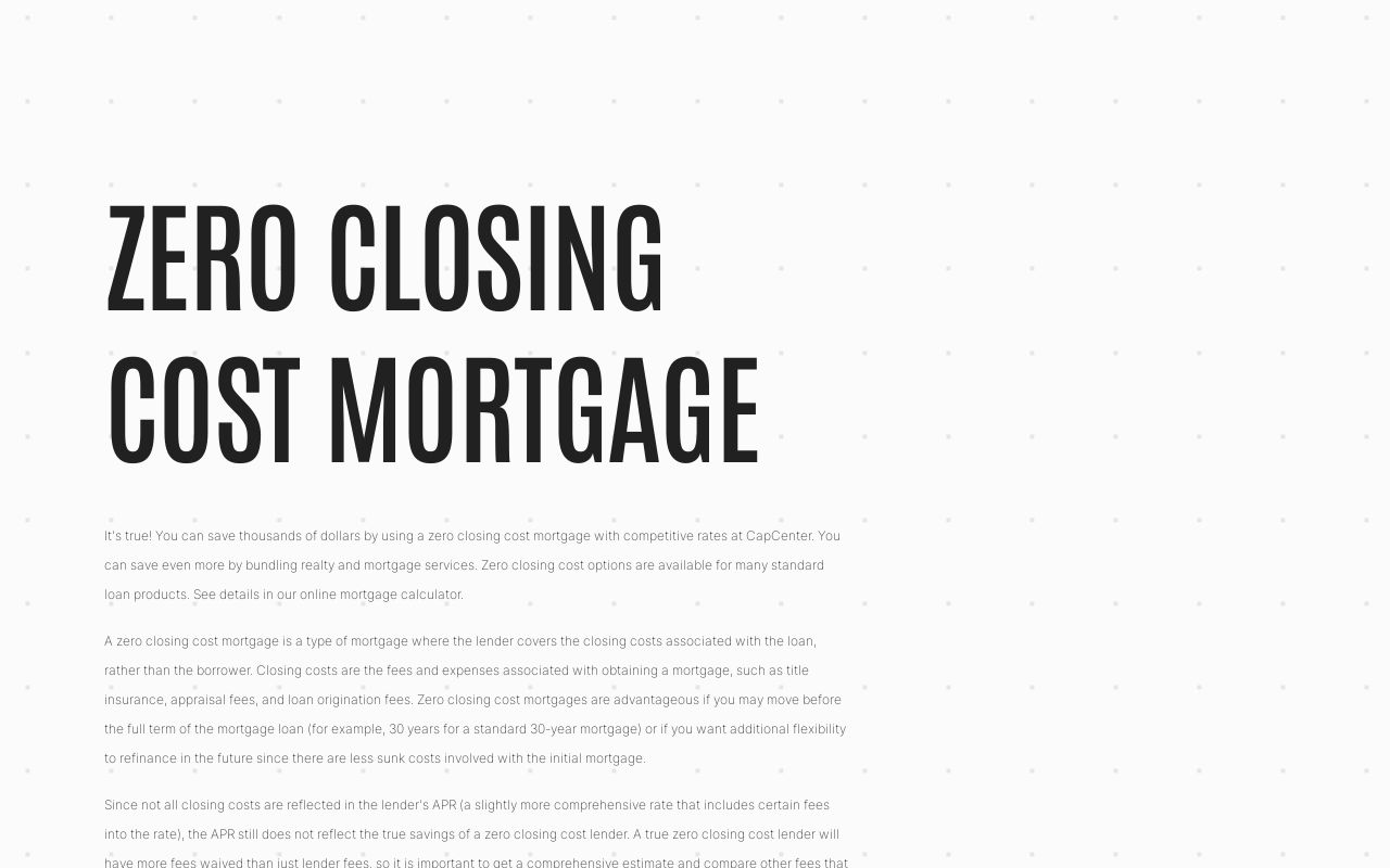 Zero Closing Cost Mortgage